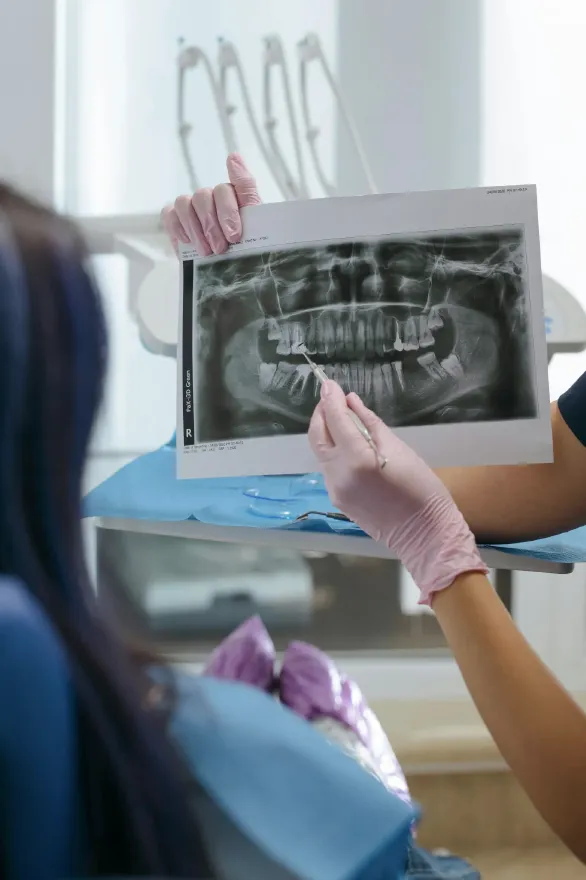 Patient looking at xrays